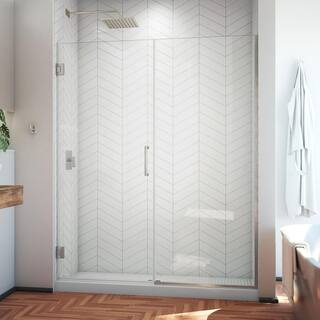 DreamLine Unidoor Plus 58 to 58.5 in. x 72 in. Frameless Hinged Shower Door in Brushed Nickel SHDR-245807210-04