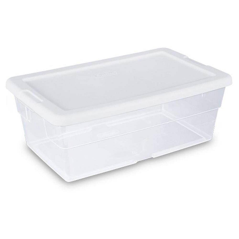 Sterilite 16 Qt. Plastic Storage Container in Clear 12-Pack and 6 Qt. Plastic Storage Container in Clear 24-Pack 12 x 16448012 + 24 x 16428012