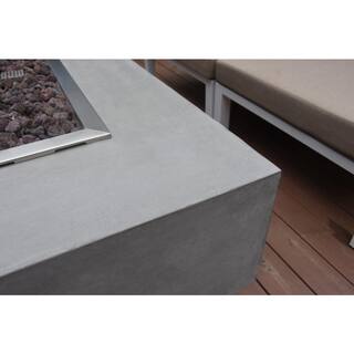 Elementi Granville 60 in. x 27 in. x 17 in. Rectangle Concrete Natural Gas Fire Pit Table in Light Gray OFG121-NG