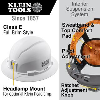 Klein Tools Hard Hat Non-Vented Full Brim Style White 60400