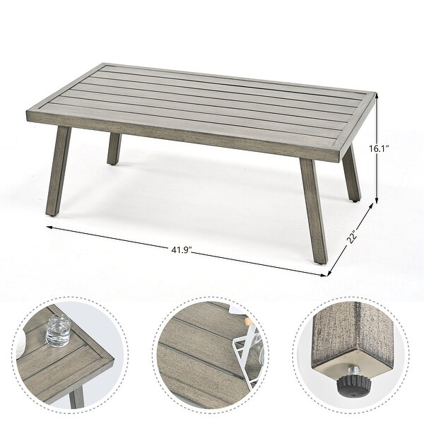 4Piece Aluminum Patio Conversation Set with End Table and Cushions