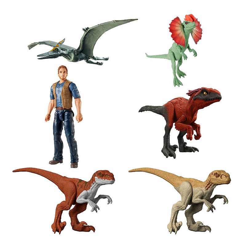 Mattel Jurassic World 6-Pack Basic 12-Inch Figure and Dinosaurs