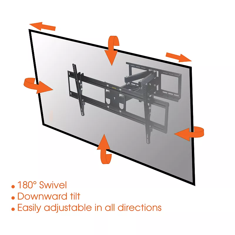 MegaMounts Full Motion Articulated Tilt and Swivel Television Wall Mount for 37-60 Inch Screens with Bubble Level