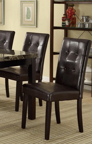 Set of 2pc Chairs Breakfast Dining Dark Brown PU /...