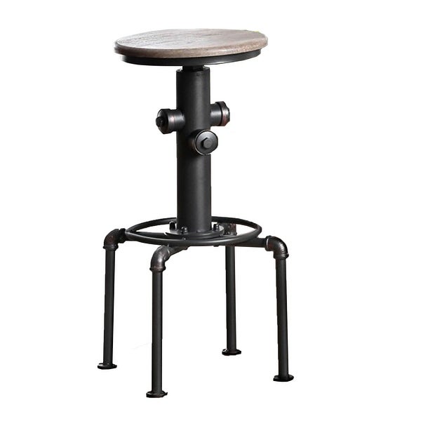 Metal Frame Bar Stool With Wooden Seat In Black And Natural Brown， Set Of 2 - 30 H x 17.5 W x 17.5 L Inches