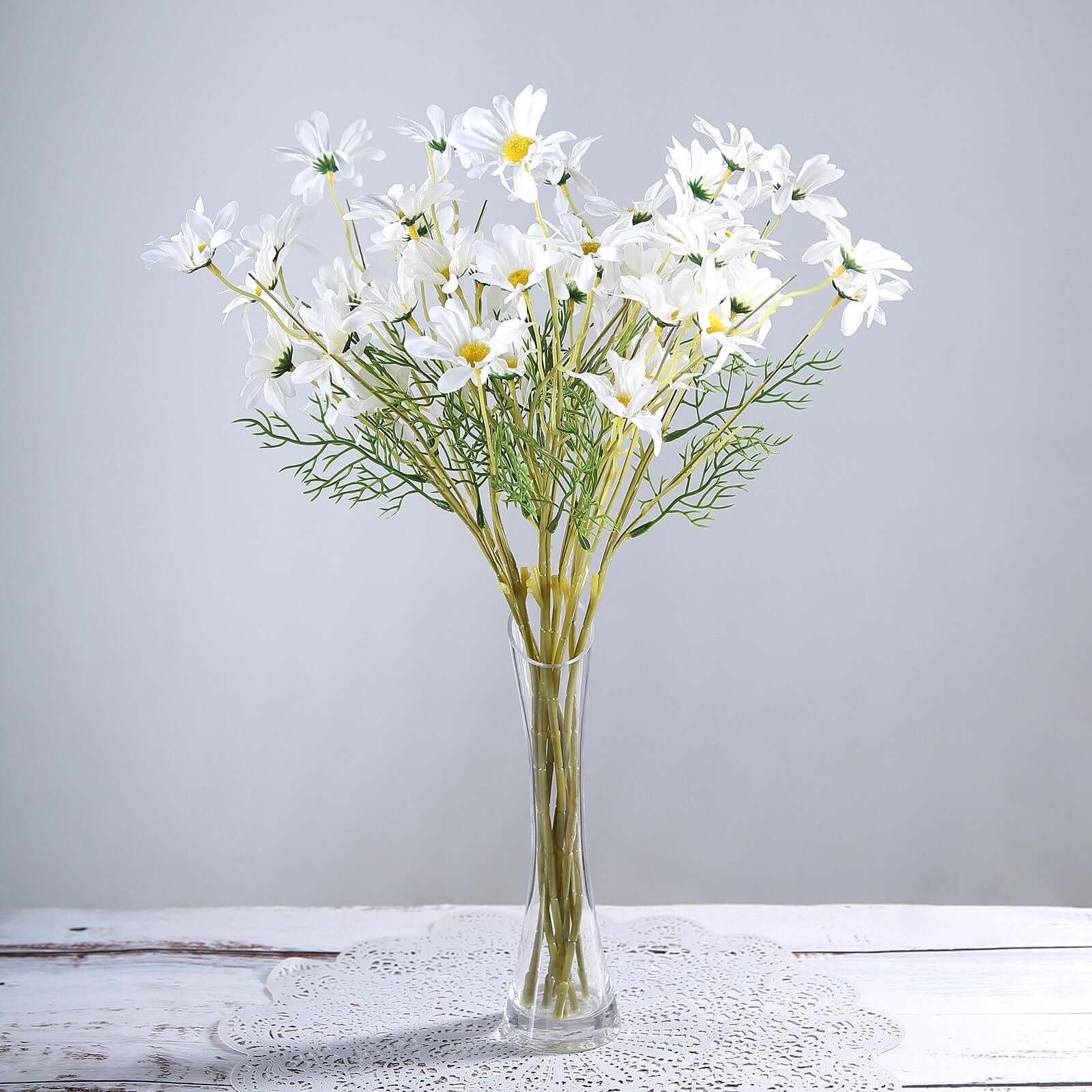 6 Bushes White Artificial Silk Daisy Flower Stem Bouquet Branches