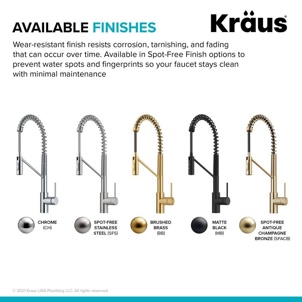 KRAUS Oletto Single-Handle Pull-Down Sprayer Kitchen Faucet with QuickDock Top Mount Installation Assembly in Matte Black KPF-2631MB