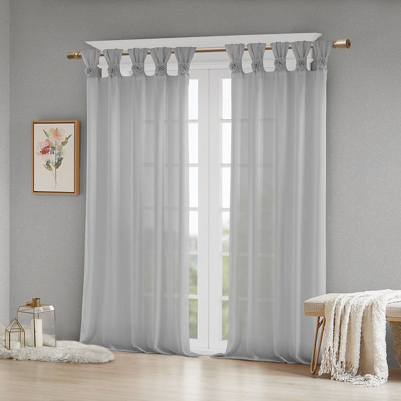 Madison Park Embellished Floral Sheer 1 Window Curtain Panel