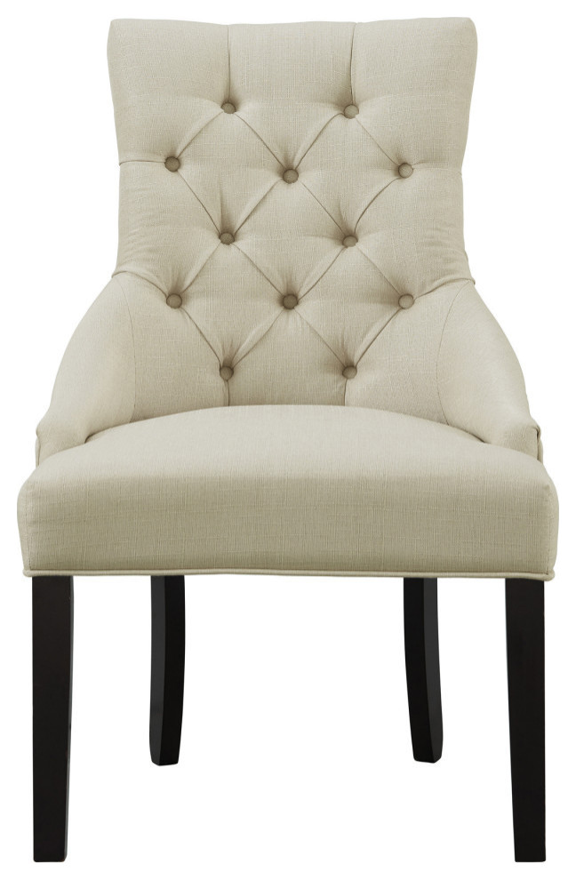 Haeys Tufted Upholstered Dining Chairs  Cream  Set of 2   Transitional   Dining Chairs   by Bolton Furniture  Inc.  Houzz