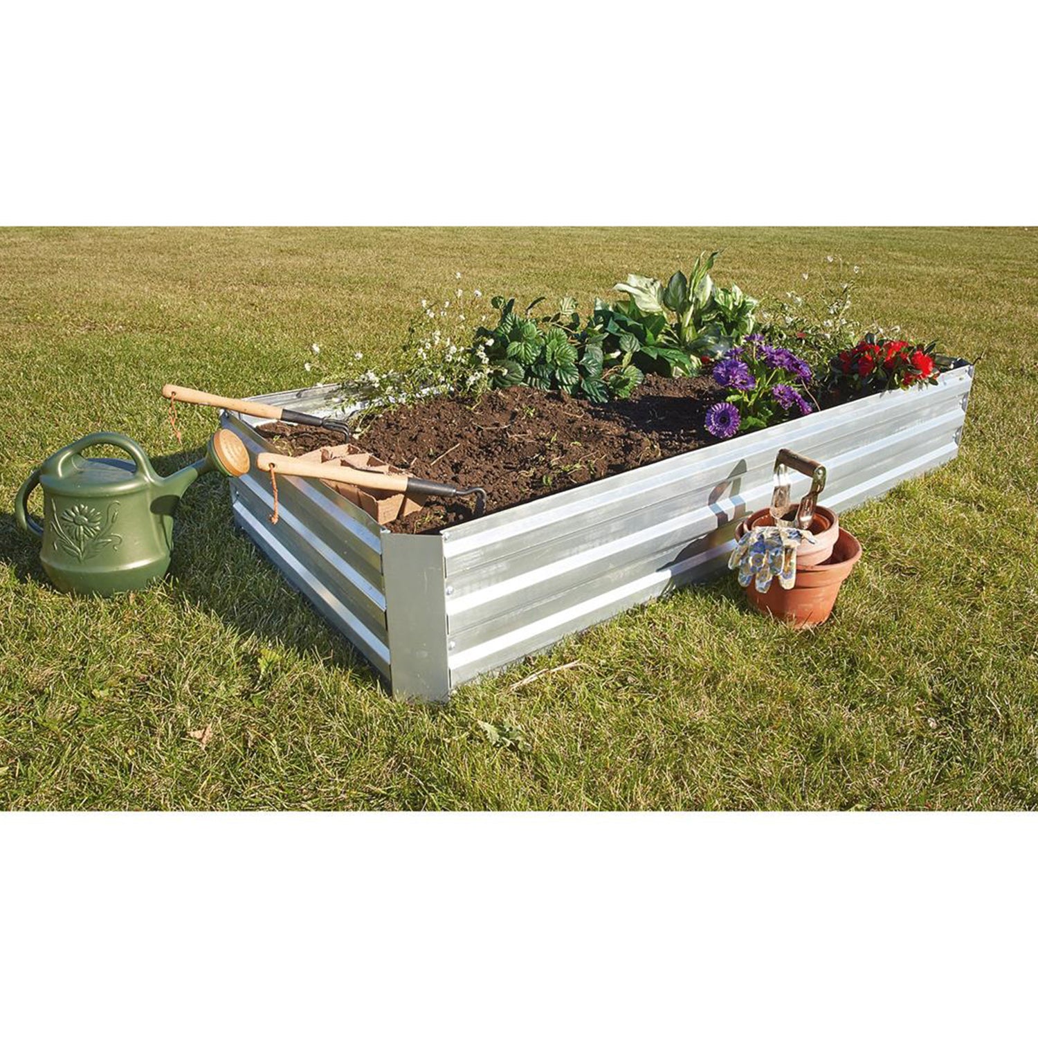 CASTLECREEK Large Galvanized Steel Raised Garden Bed Planter Box, Outdoor Flowers, Herbs, Vegetable Planting Boxes, 72