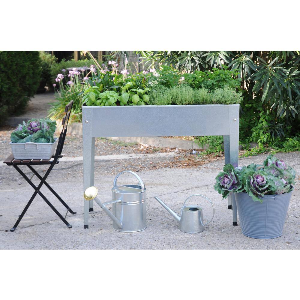 Herstera Urban Planter 39.3 in. L x 15.7 in. D x 33 in. H Silver Galvanized Steel Raised Planter HER2000