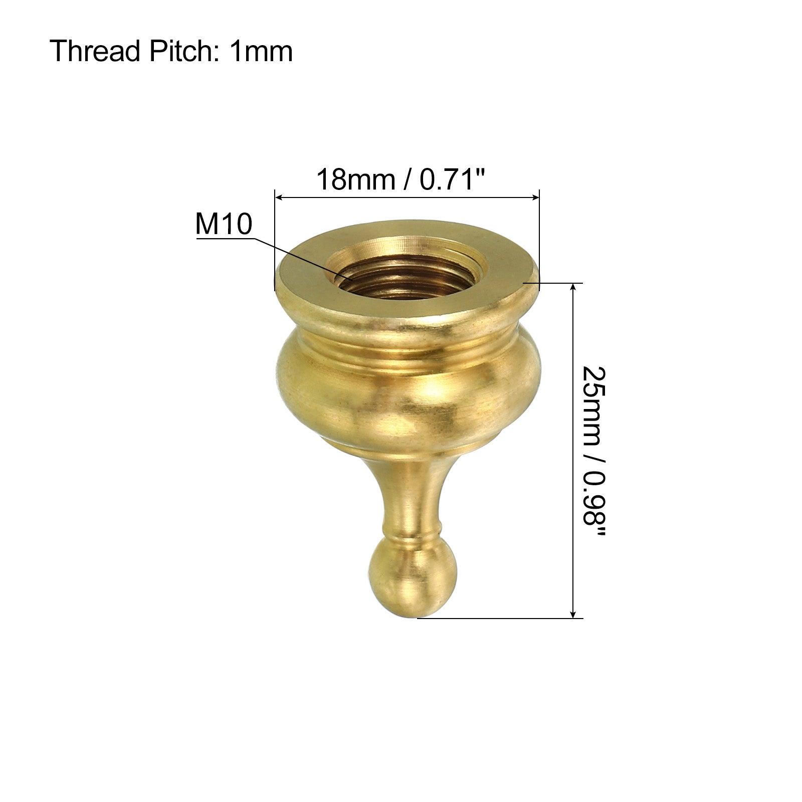 Uxcell M10 Lamp Finial Cap Knob Lamp Shade Harp Top Screw Decoration for Table Lamps Floor Lamps, Solid Brass 2 Pack