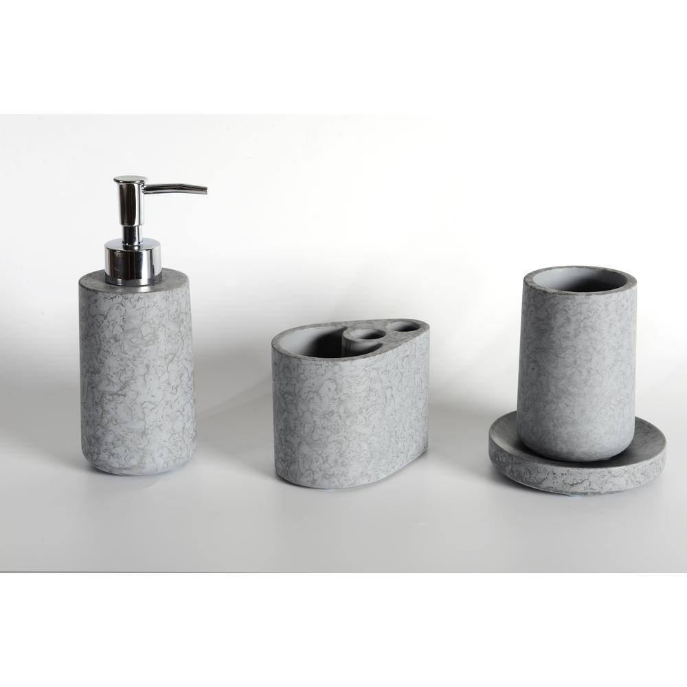 4- Pieces Gray Stone ColorCement Gray Concrete Bath Accessory Set for Vanity Countertops wywymnjmnj-36