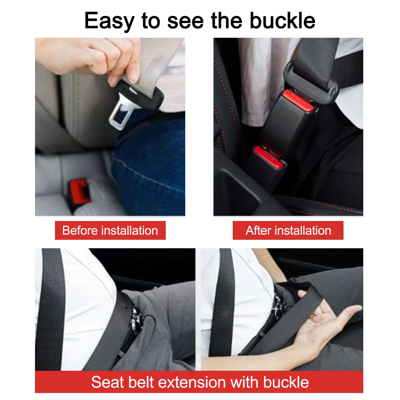 Top10 Racing Set 2 Universal Car Safety Seat Belt Extender Seatbelt Strap Buckle 4.7 