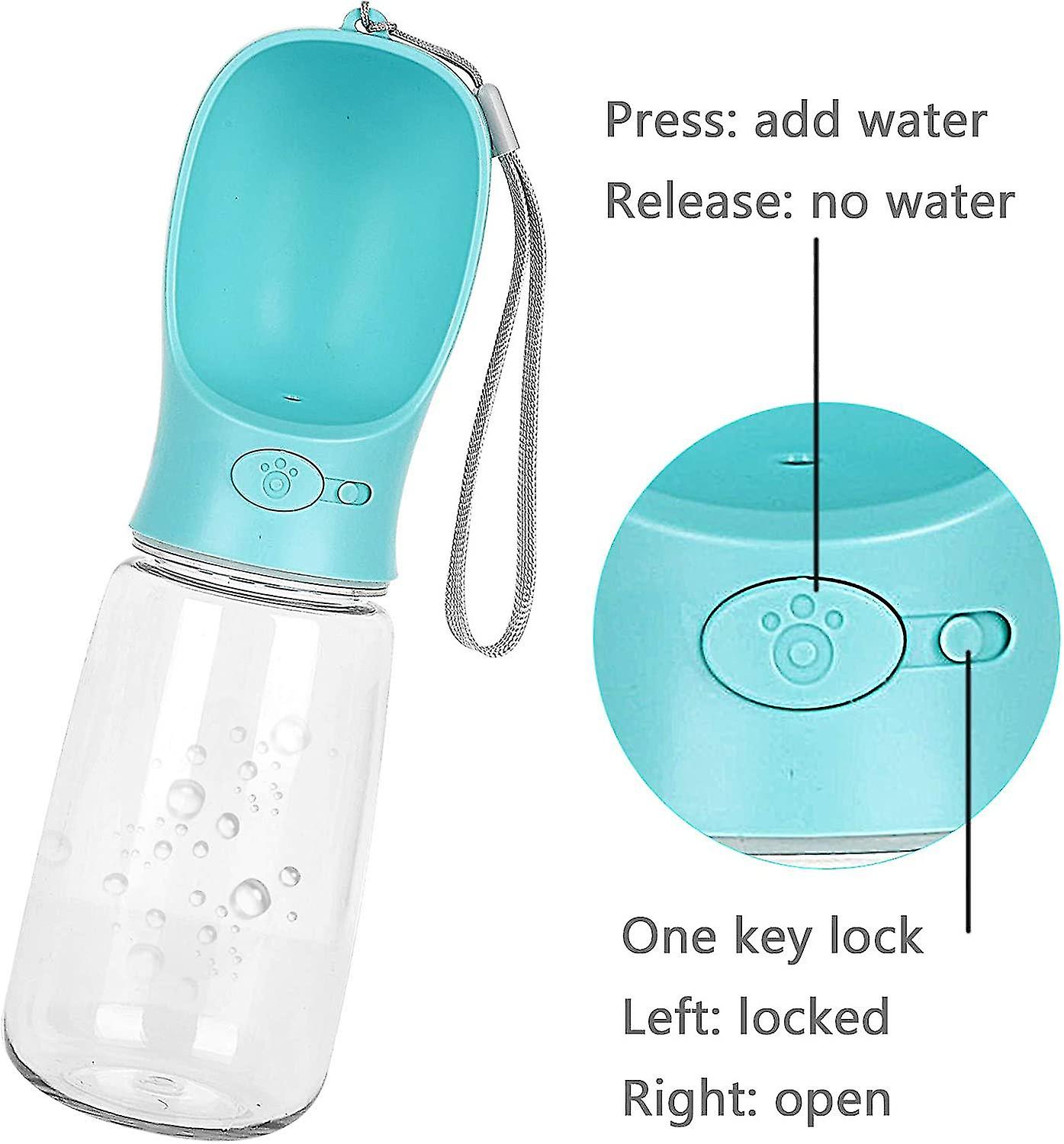 Dog Water Bottle Leak Proof Portable Puppy Water Dispenser 550ml Antibacterial Water Dispenser (blue)