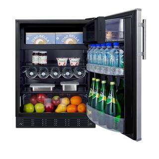 Summit Appliance 23.63 in. 4.9 cu.ft. Mini Refrigerator in Stainless Steel and Black with Freezer ADA Compliant CT66BK2SSADA