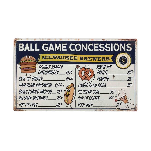 Mlb Milwaukee Brewers Baseball Concession Metal Sign Panel