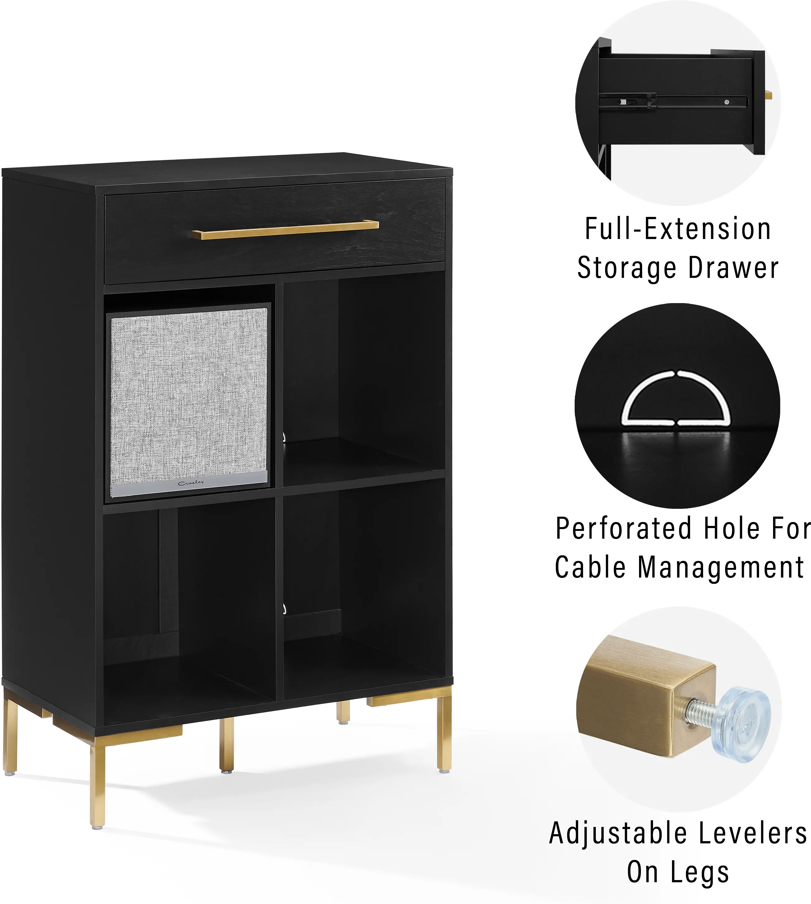 Juno Black Storage Cube Bookcase with Speaker