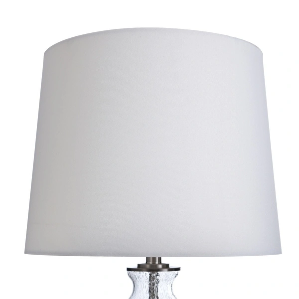 StyleCraft Clear Seeded With Brass Steel Table Lamp - White Hardback Fabric Shade