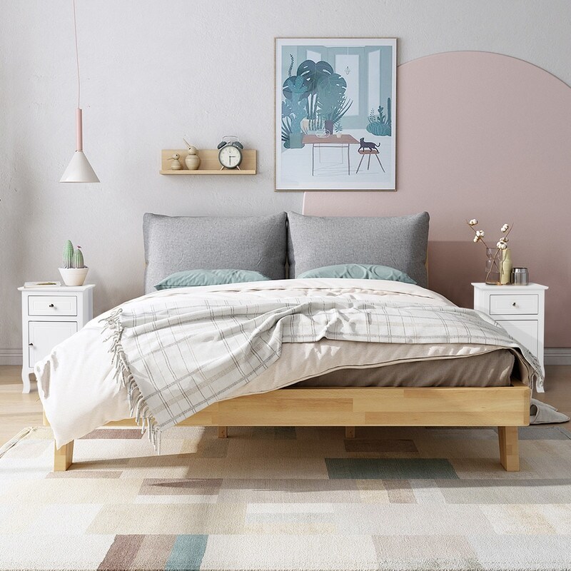 White MDF Nightstand with One Drawer