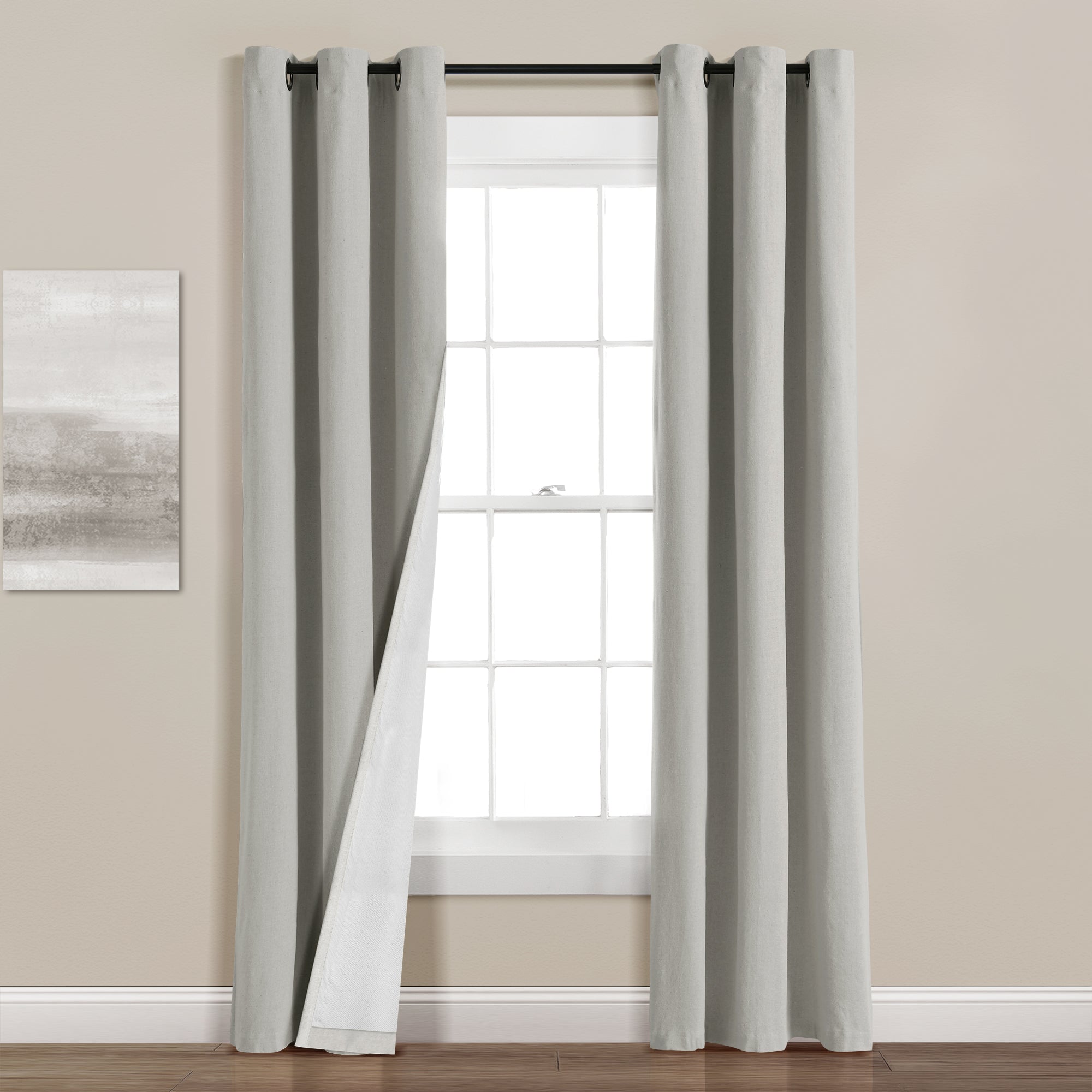 Insulated Grommet Blackout Faux Linen Window Curtain Panel