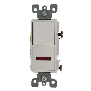 Leviton 15 Amp Decora Commercial Grade Combination Single Pole Rocker Switch and Neon Pilot Light White 5626-W