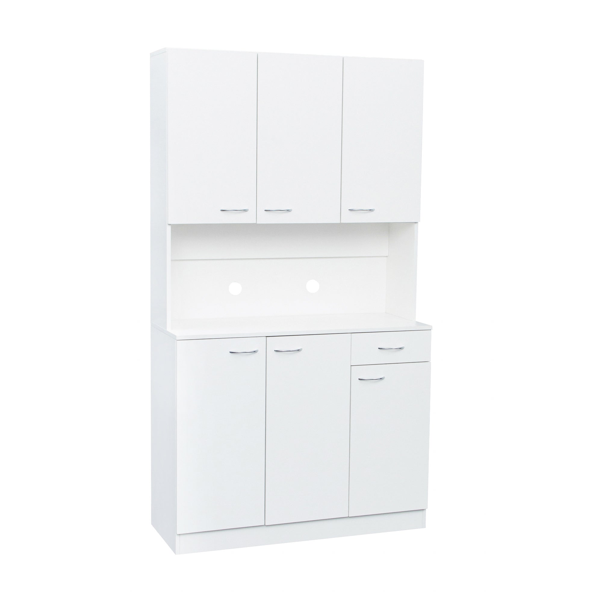 AOMBOO Tall Wardrobe Kitchen Cabinet Wood Kitchen Pantry Storage with Drawer Shelves, White