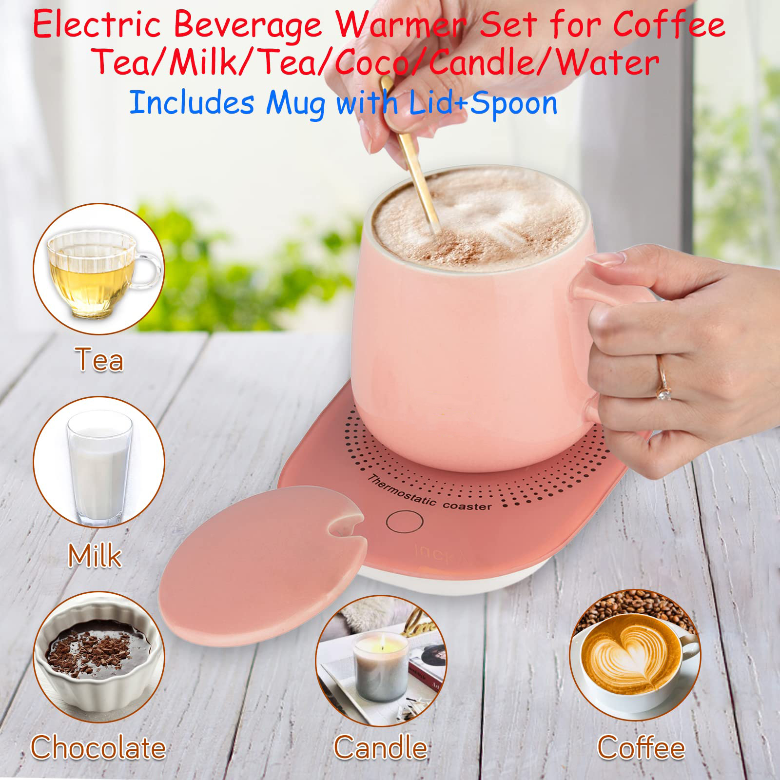 Coffee Mug Warmer with Mug，Coffee Cup Mug Warmer for Desk with Auto Shut Off， Mug Warmer Set for Desk Home Office