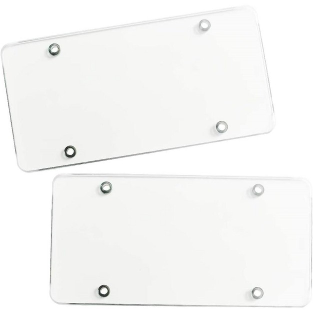 Zone Tech Clear Unbreakable License Plate Shields 2 pack Novelty license Plate Clear Durable Flat Thick Shields