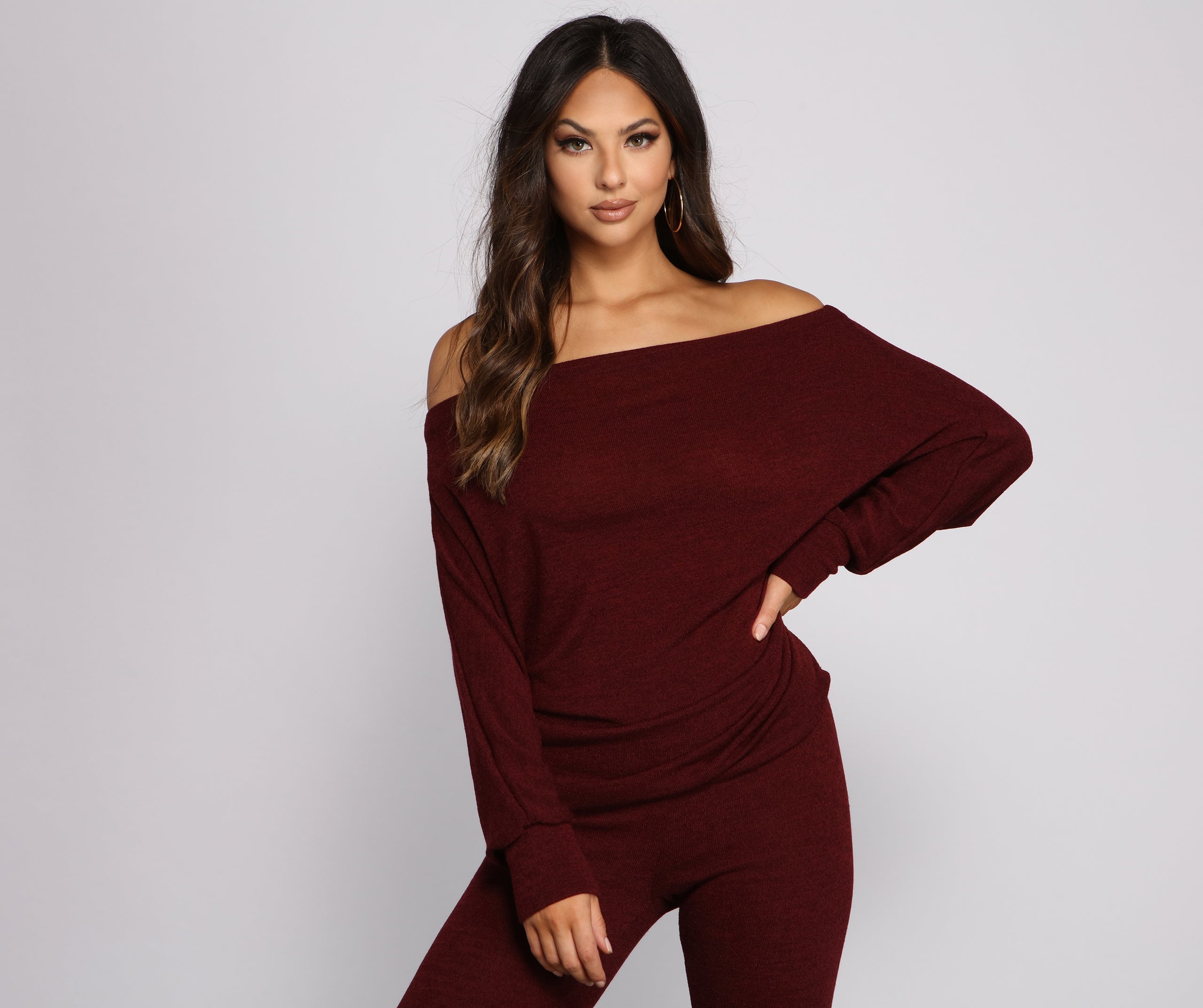 Strike A Pose Dolman Sleeve Knit Top