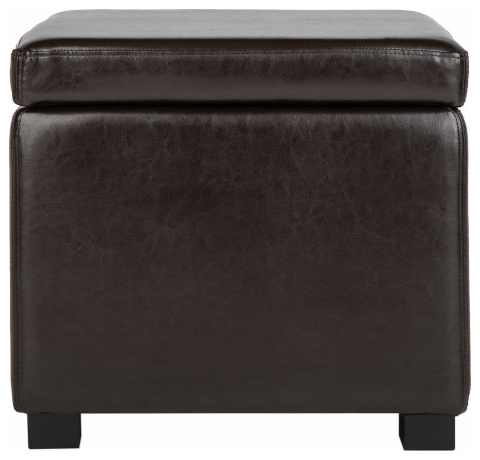 Nathan Flip Top Ottoman Black/ Brown   Transitional   Footstools And Ottomans   by Peachtree Fine Furniture  Houzz