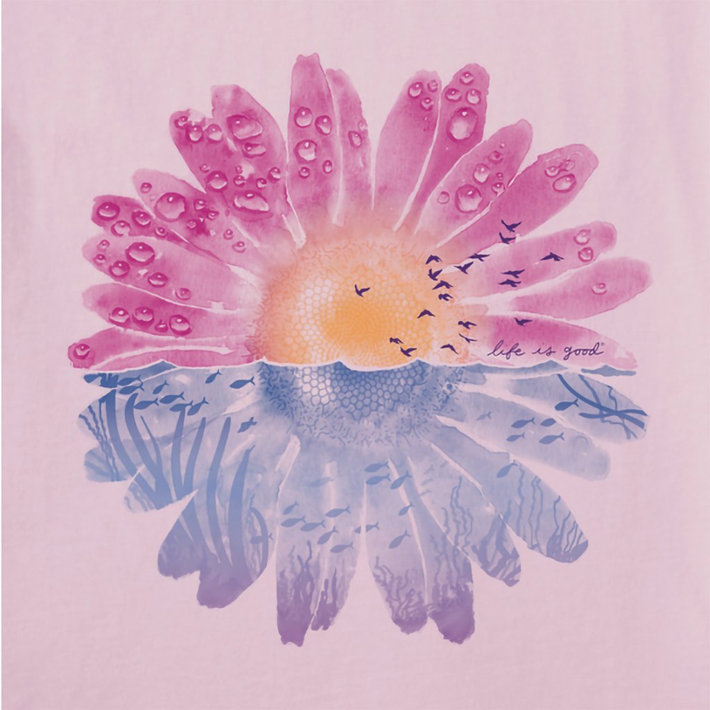 Life Is Good  Women's Under Watercolor Daisy Short Sleeve Tee