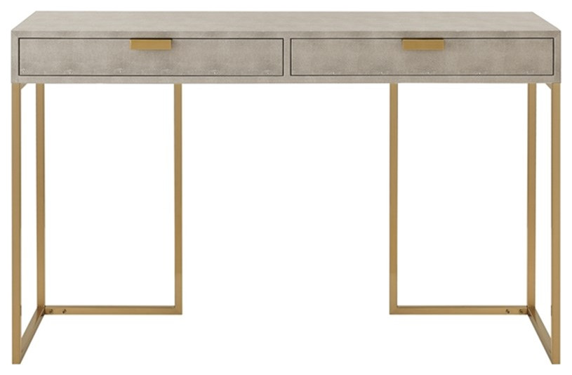 Posh Living Omer Faux Shagreen Console Table Gray/Gold   Contemporary   Console Tables   by Homesquare  Houzz