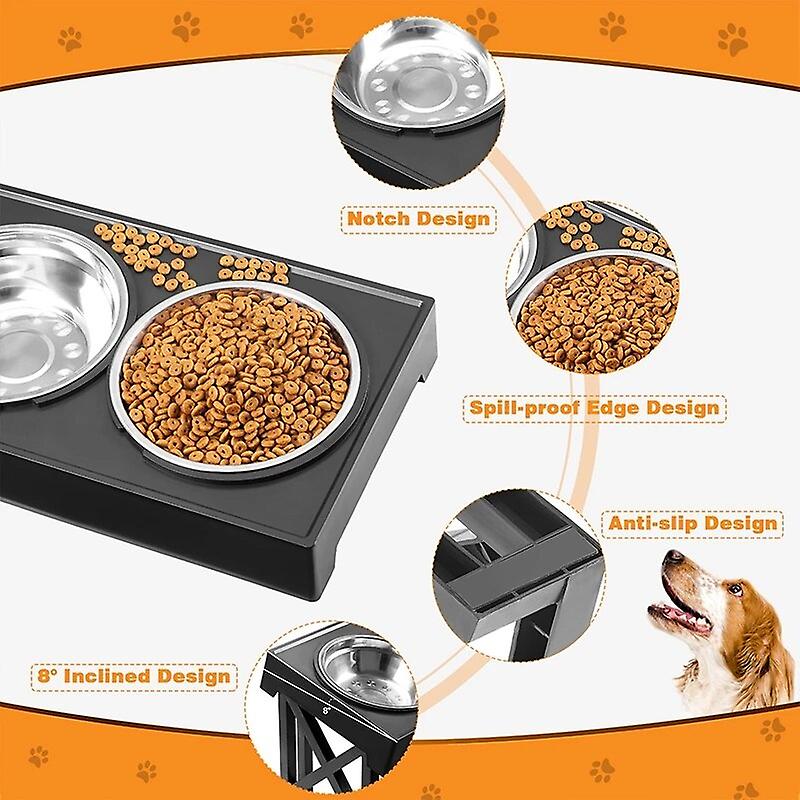 Dog Double Bowls Stand Adjustable Height Pet Feeding Dish Bowl Medium Big Dog Elevated Food Water Feeders Lift Table For Dogs