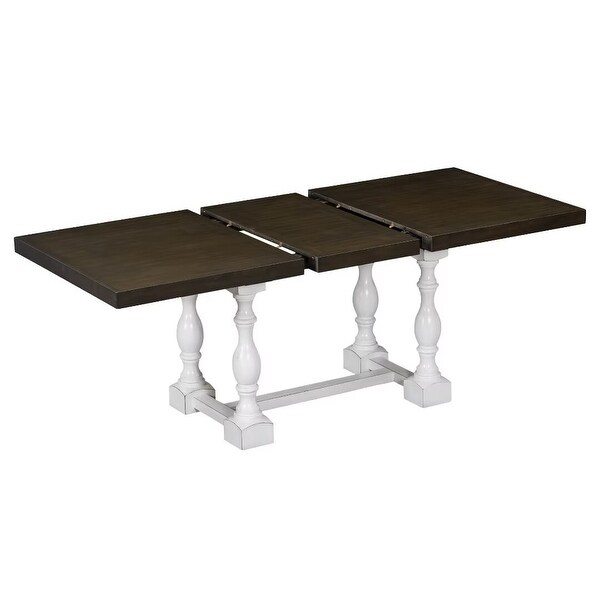 Extendable Dining Table Set with Removable Leaf，Padded Chairs and Bench