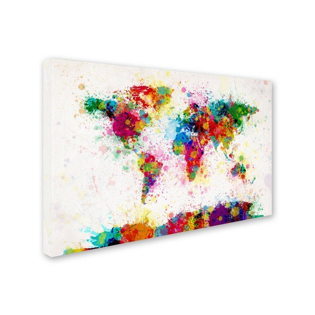 X 32 quot Paint Splashes World Map By Michael Tompsett Trademark Fine Art