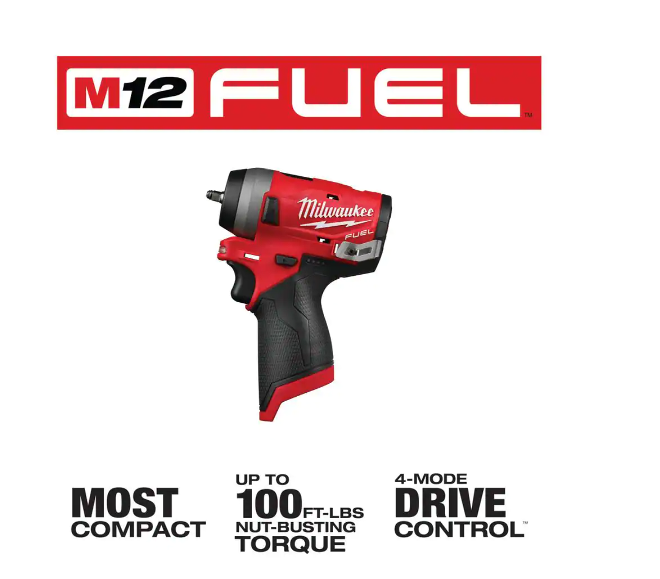 Milwaukee 2555-20-48-11-2420 M12 FUEL 12V Lithium-Ion Brushless Cordless Stubby 1/2 in. Impact Wrench with M12 2.0Ah Battery