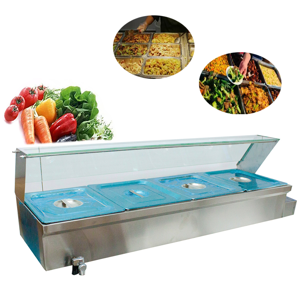 TECHTONGDA Buffet Food Warmer Stainless Steel Bain Marie Buffet Countertop 4 Pan Electric Steam Heater 6