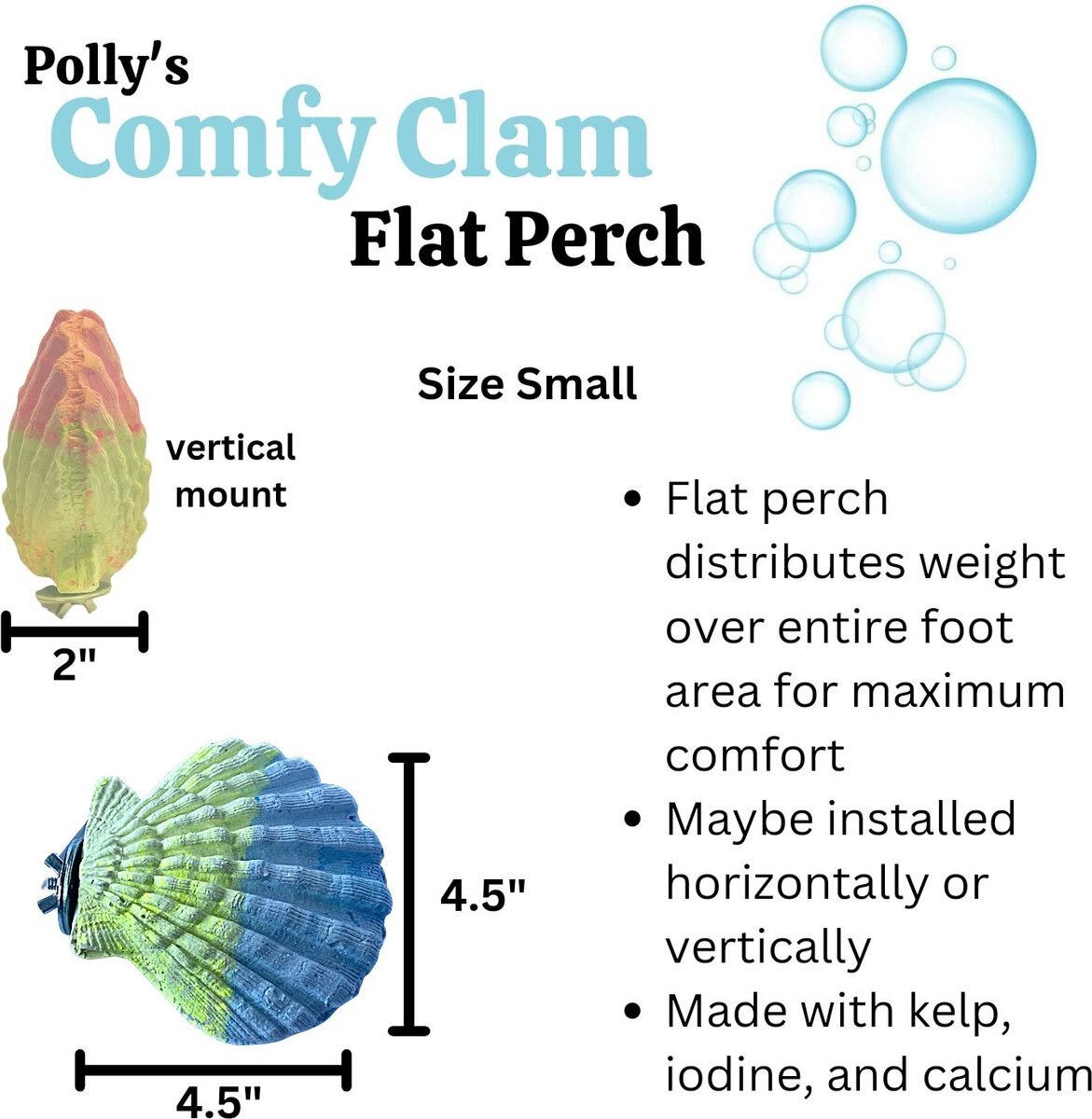 Polly's Pet Products Comfy Clam Flat Bird Perch