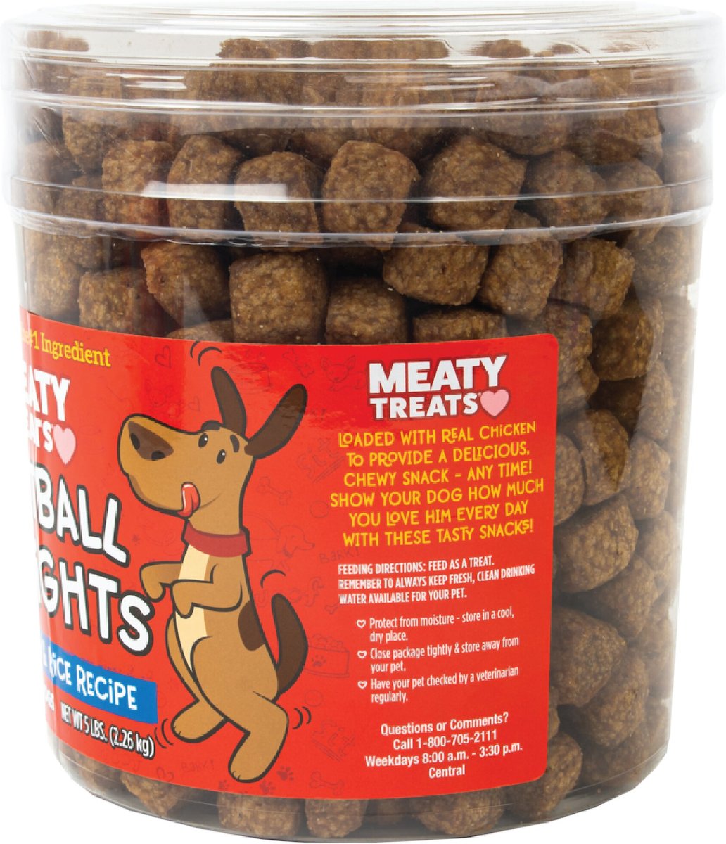 Meaty Treats Meatball Delights Chicken and Rice Recipe Soft and Chewy Dog Treats， 5-lb canister