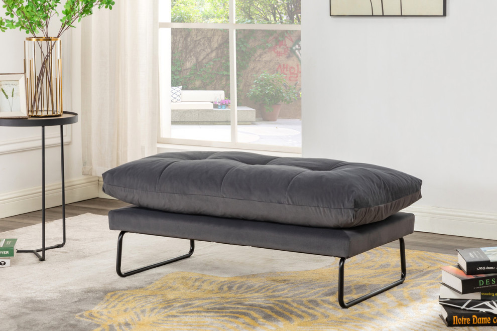 Karla Velvet Contemporary Loveseat and Ottoman   Transitional   Loveseats   by Lilola Home  Houzz