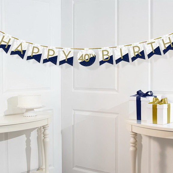 Creative Converting 357601 Navy And Gold Birthday ...