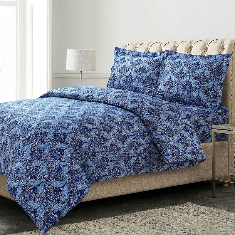 Azores Home Sofi Paisley Flannel Oversized Duvet Cover Set with Shams