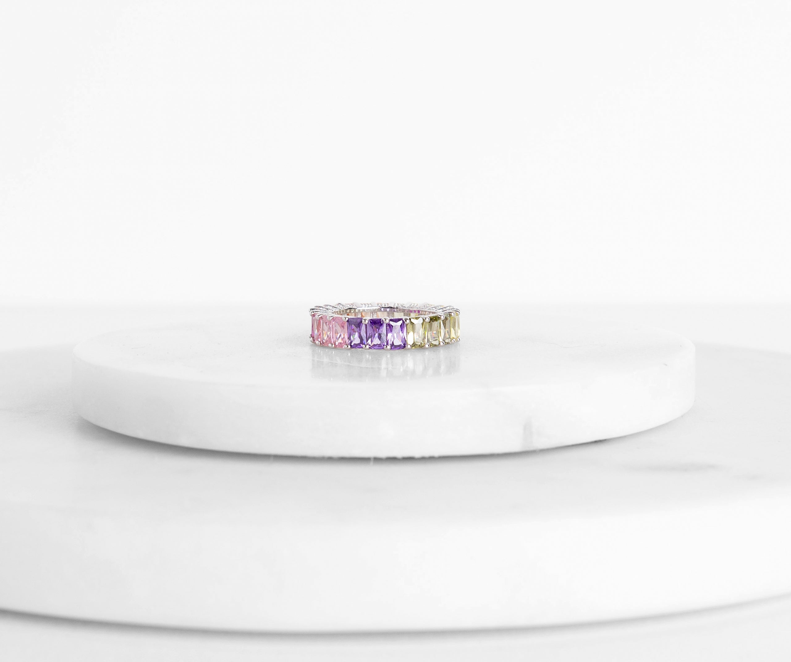 Sterling Silver Rainbow Infinity Ring