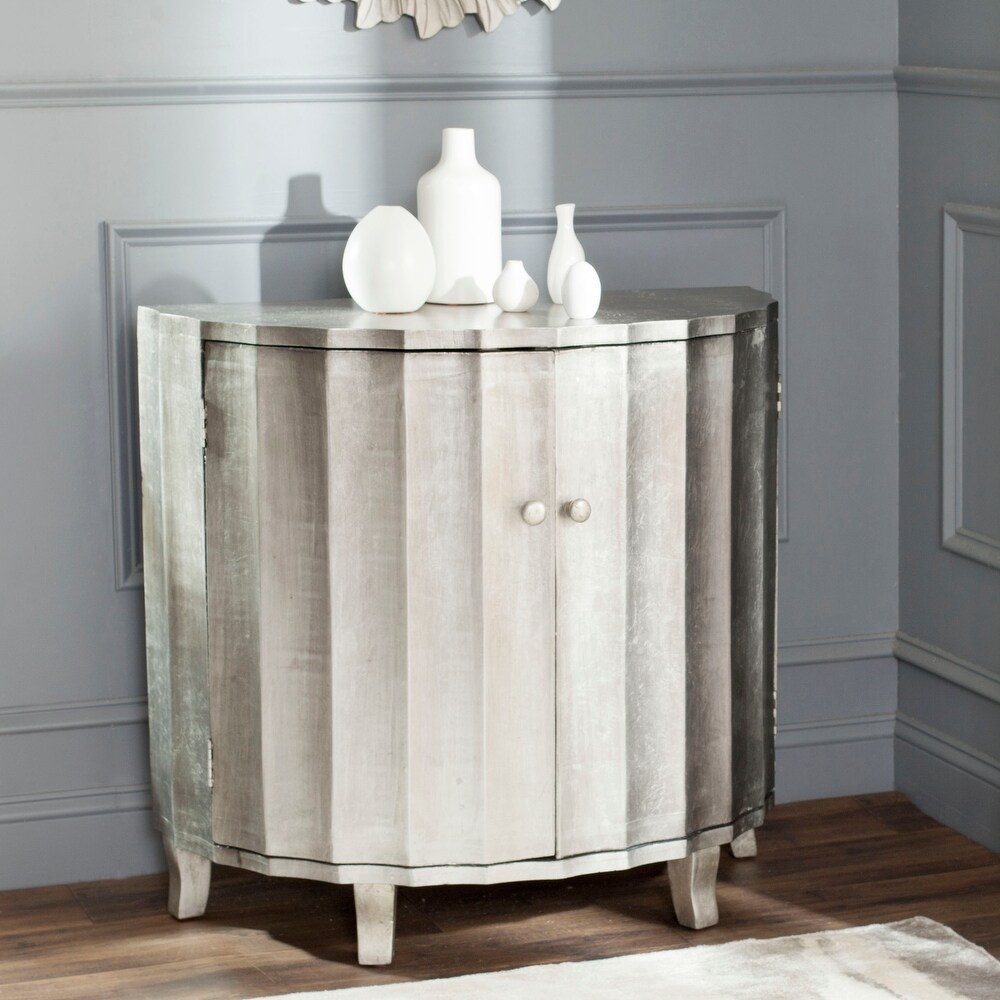 SAFAVIEH Rutherford Demilune Silver Leaf Cabinet