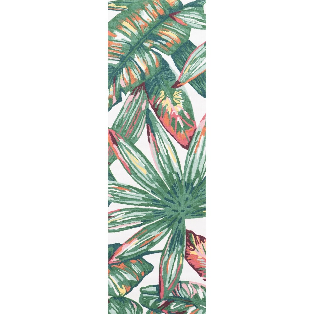 Brooklyn Rug Co Multi Indoor/Outdoor Contemporary Tropical Majestic Floral Bloom Area Rug