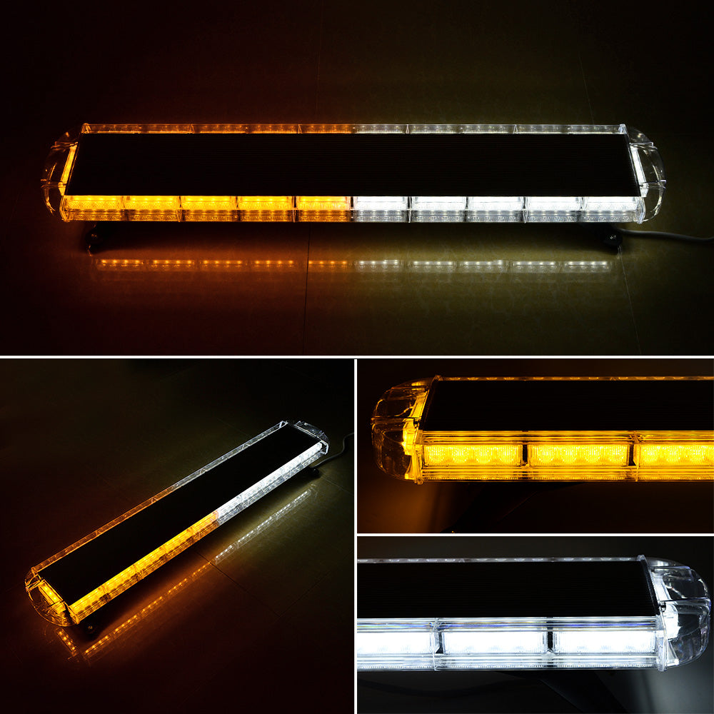 Completed Set 47 Inch 88-LED Amber White Warning Emergency Car Tow Truck Plow Response Strobe Light Bar