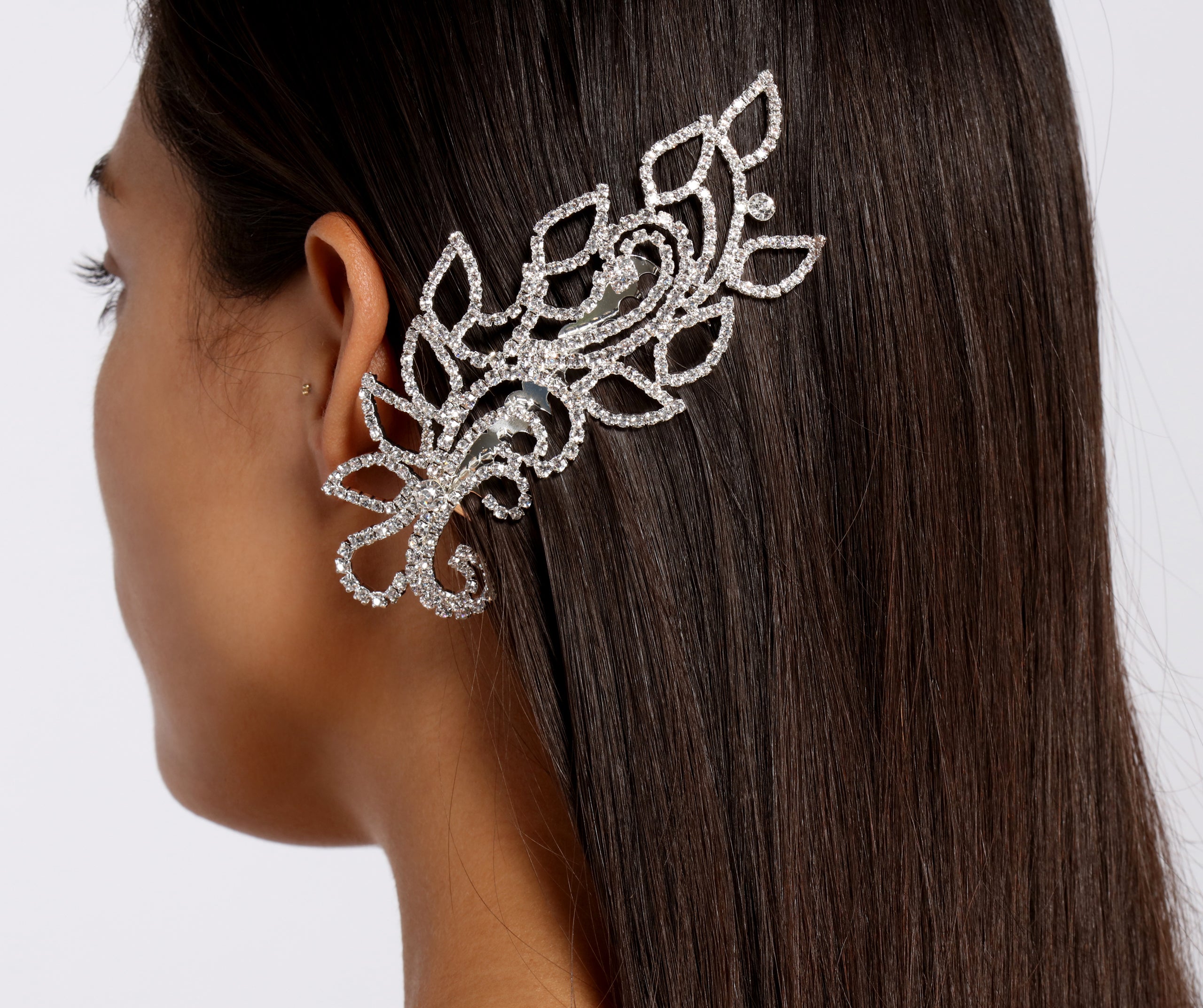 Rhinestone Leaf Hair Pin