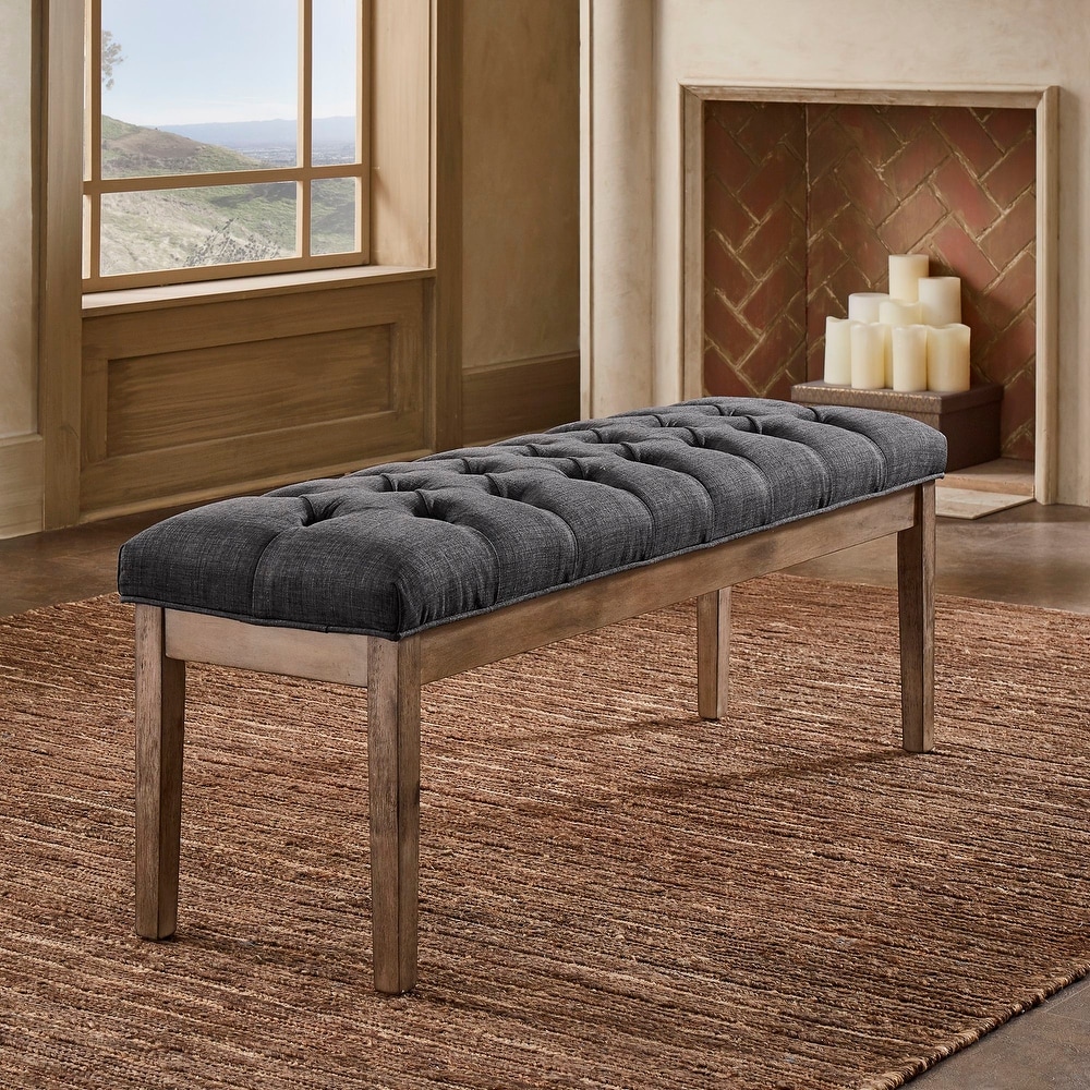 Benchwright Premium Tufted Reclaimed Look 52 inch Upholstered Bench by iNSPIRE Q Artisan