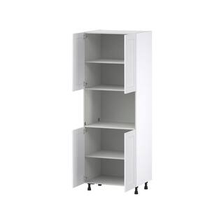 J COLLECTION Mancos Glacier White Shaker Assembled Pantry MicroOven Kitchen Cabinet (30 in. W x 84.5 in. H x 24 in. D) DSTM3084.5-MN